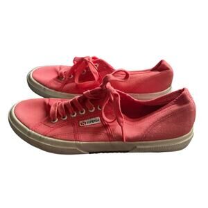 Superga Anthropologie Canvas Sneaker Lace Up Shoes Light Pink Red Women's 9.5
